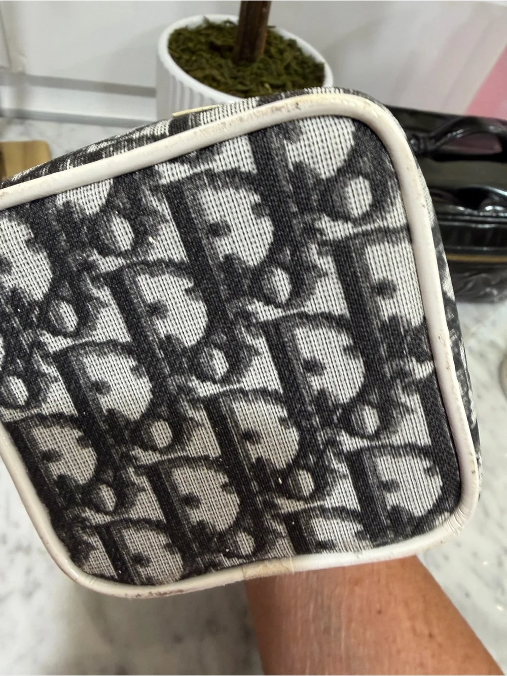 Dior Black and White Monogram Canvas Cosmetic Case with '2' Patch